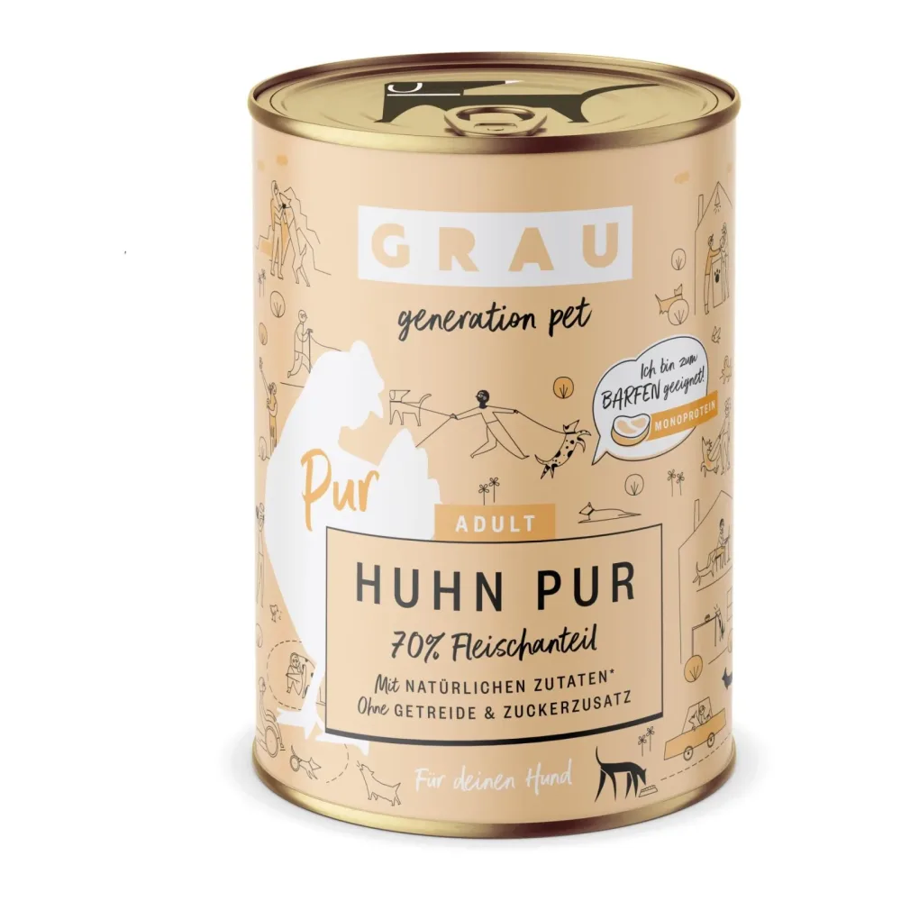 Grau - Generation Pet Nassfutter Huhn Pur - Natur -  Inhalt: 6 x 400 g
