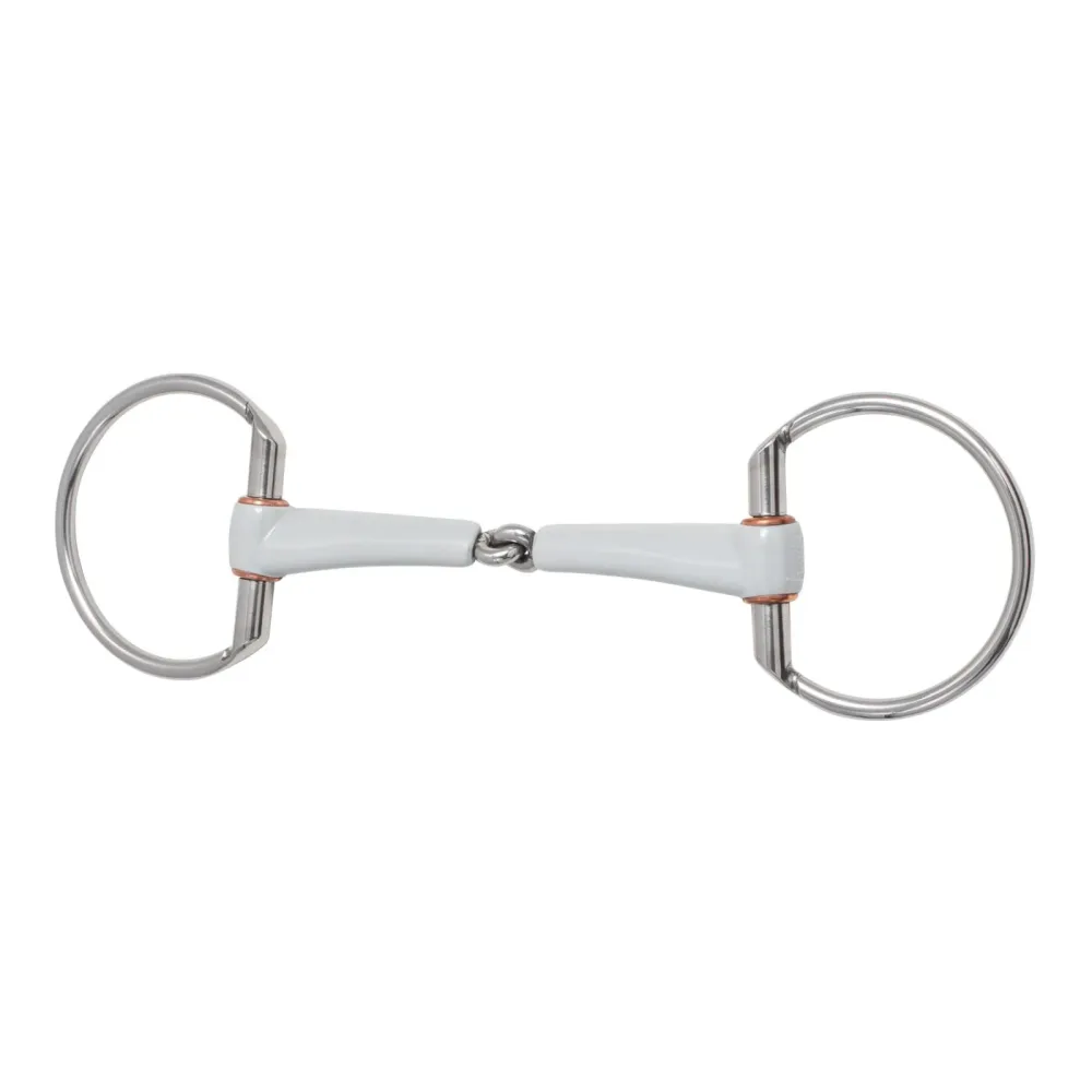 Beris Gebisse Olivenkopfgebiss medium - einfach gebrochen Ring 7,5cm - Weiss/Silber -  Gebisslängegrösse: 14.5 cm