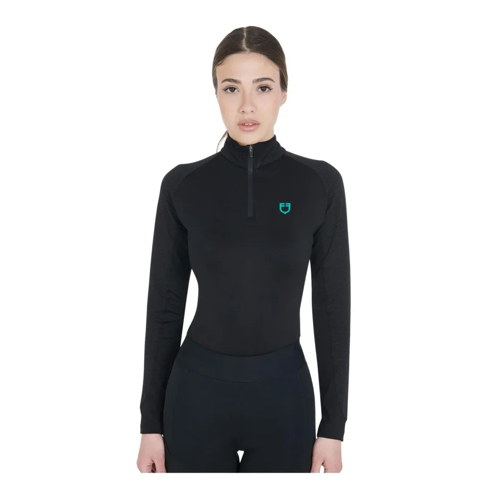 Equestro Funktionsshirt Langarm Training slim fit Damen - Black/Emerald -  Grösse Bekleidung Damen: L