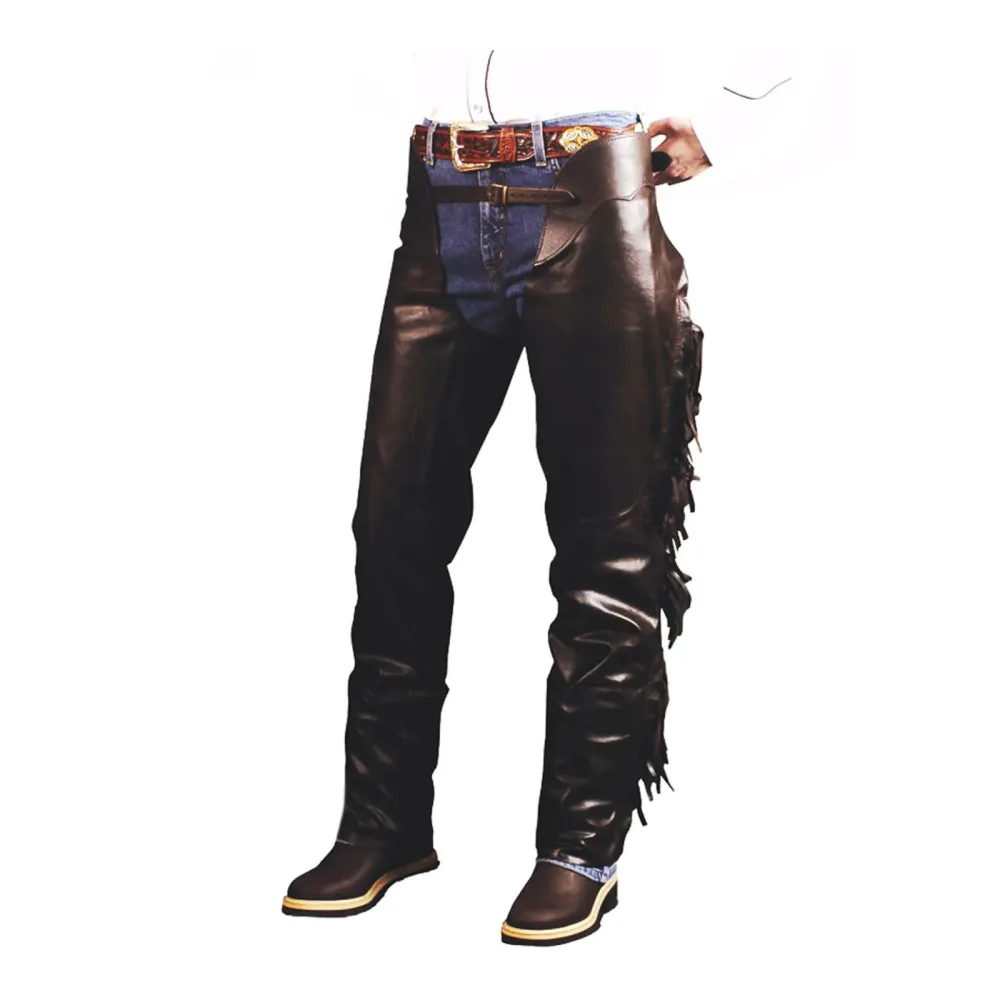 Lakota Western Chaps Glattleder mit Fransen - Brown -  Grösse: XS