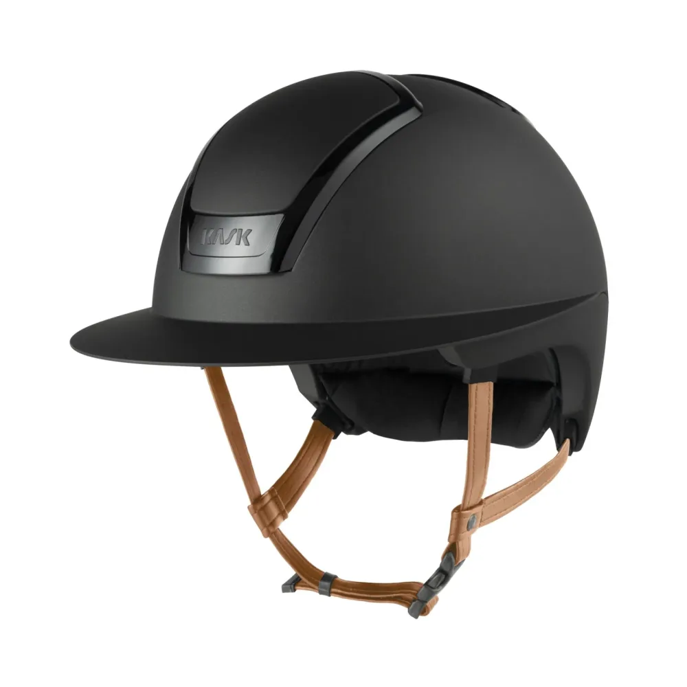 KASK Reithelm Nemesi Metal WP - brauner Kinnriemen Smokey Black