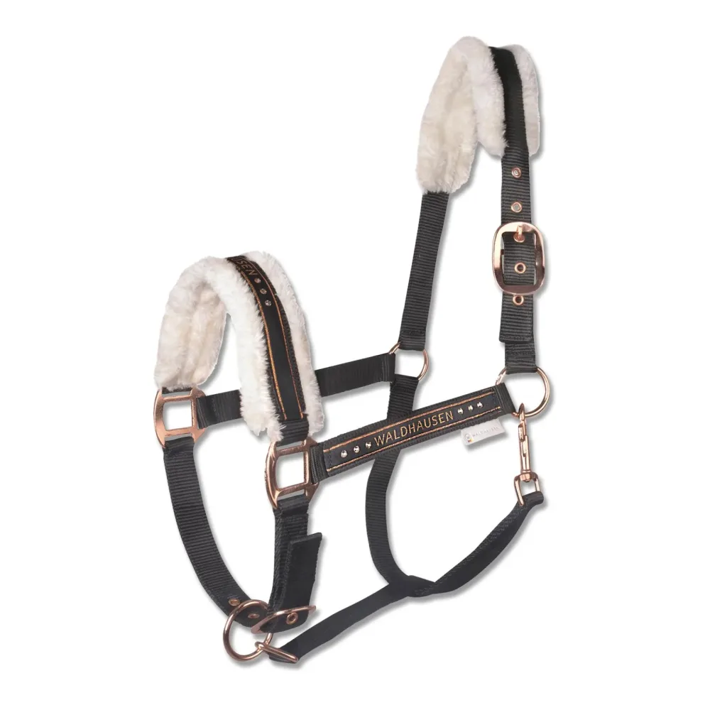 Waldhausen Halfter Elegant - Schwarz/Roségold -  Grösse Pferd: Pony, Farbe: Schwarz/Roségold