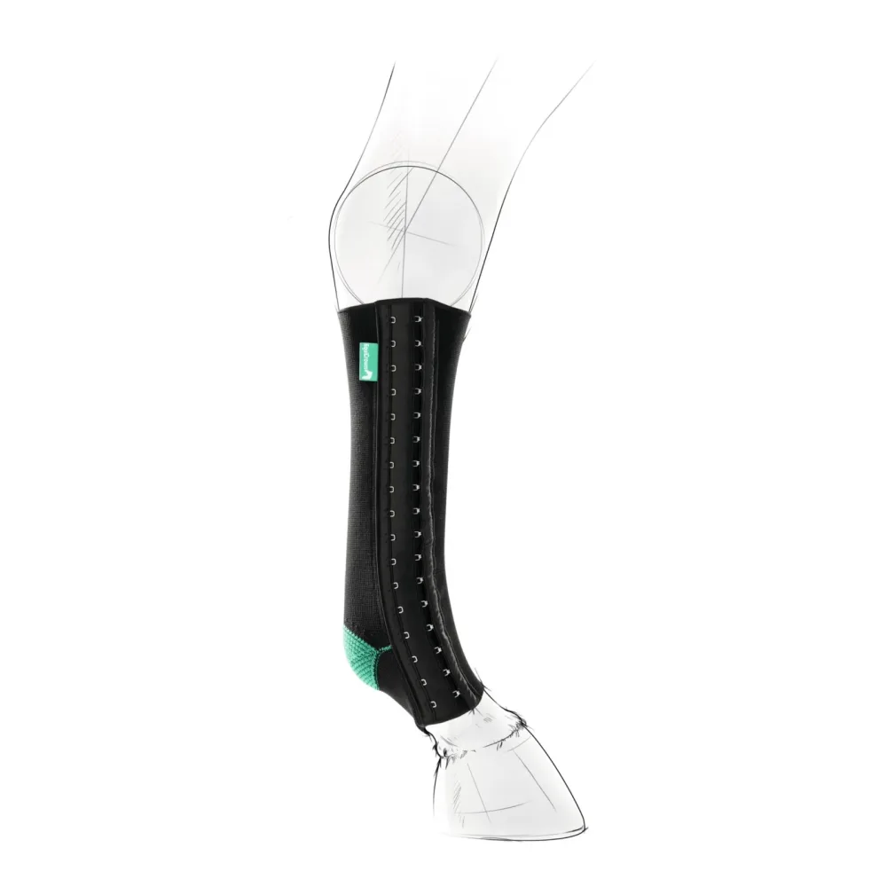 EquiCrown Kompressionsbandage fit - vorne, Hakenverschluss - grün - Schwarz/Grün -  Equicrown Kompressionsbandagen: rechts, kurz, 2