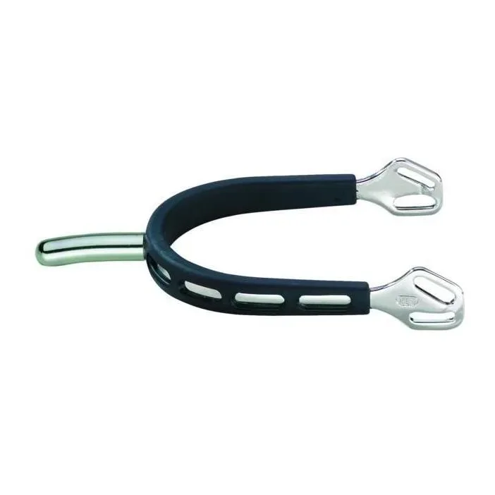 Sprenger ULTRA fit EXTRA GRIP Edelstahlsporen - mit Balkenhol Schlaufe - 35mm Dorn abgerundet - Silber/Schwarz -