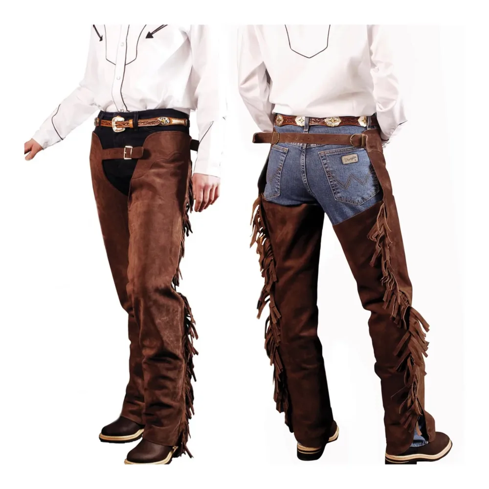 Lakota Western Chaps Wildleder mit Fransen - Black -  Grösse: M, Farbe: Black