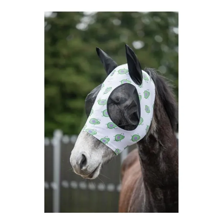 HKM Fliegenschutzmaske Avocado - Weiss/Lila -  Grösse Pferd: Pony