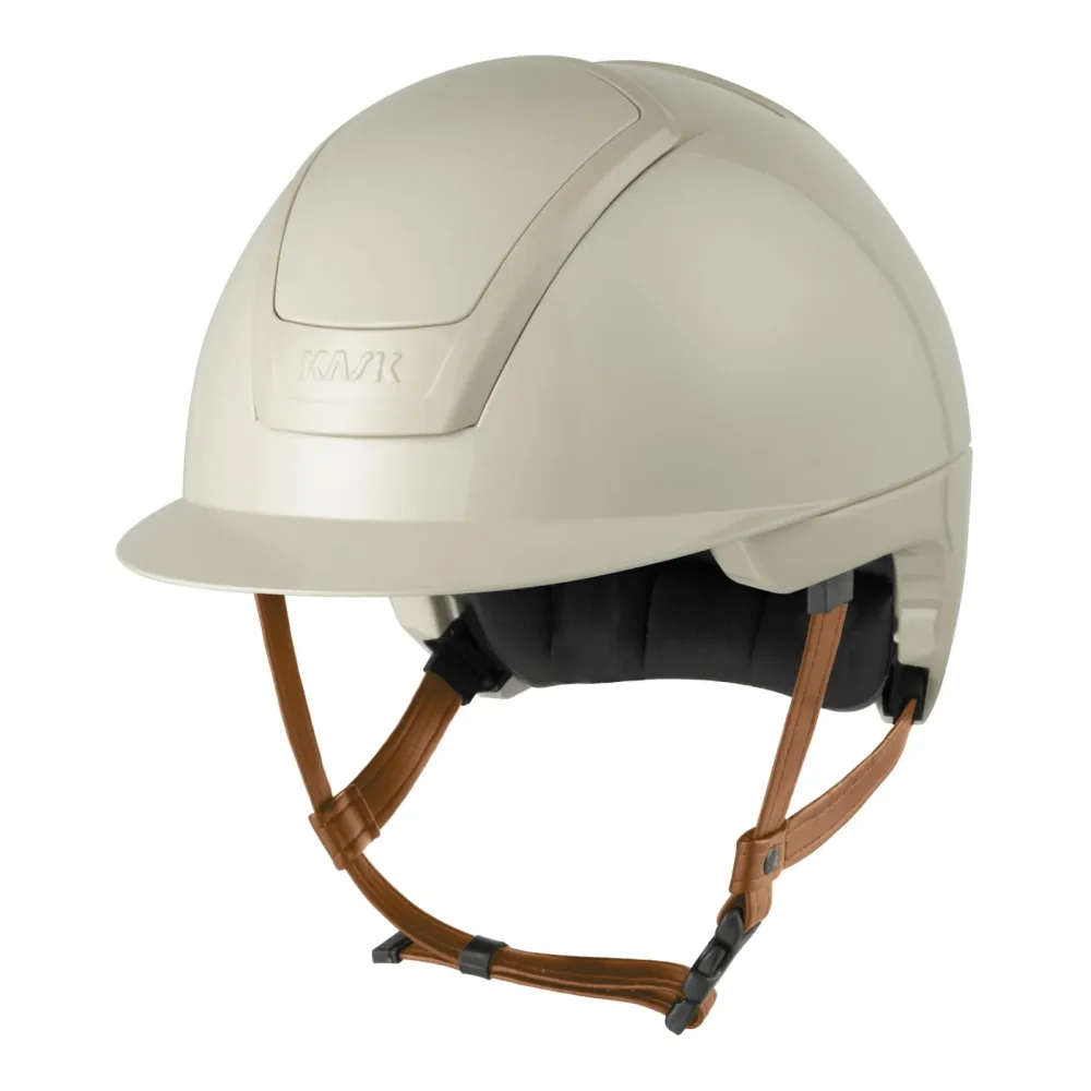 KASK Reithelm Nemesi Shine - brauner Kinnriemen Silk Beige