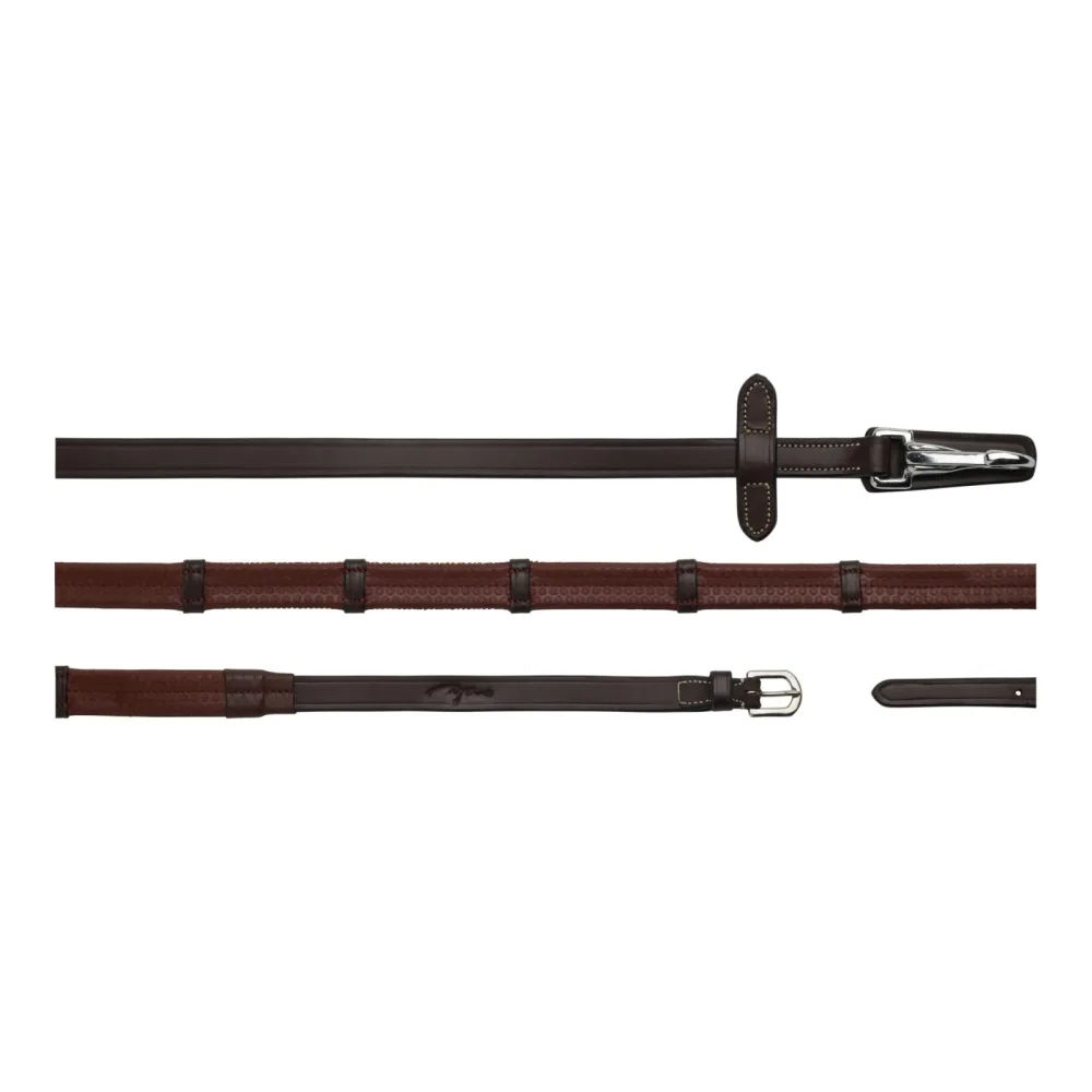 Dy'on 5/8 Gummizügel mit Lederschlaufen und Karabiner - Braun -  Farbe: Braun, Grösse: Pony