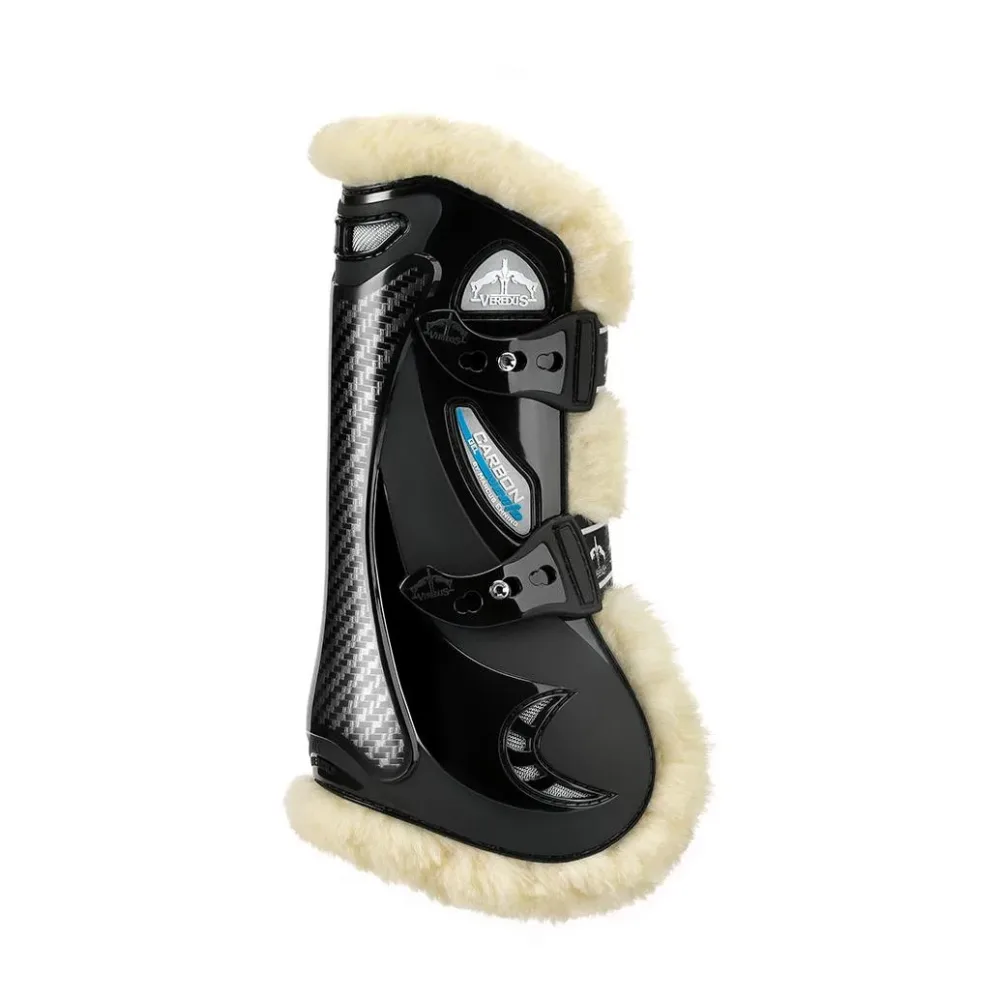 Veredus Sehnenschoner KUNSTFELL CARBON GEL VENTO Save The Sheep - schwarz Grösse Beinschutz: M