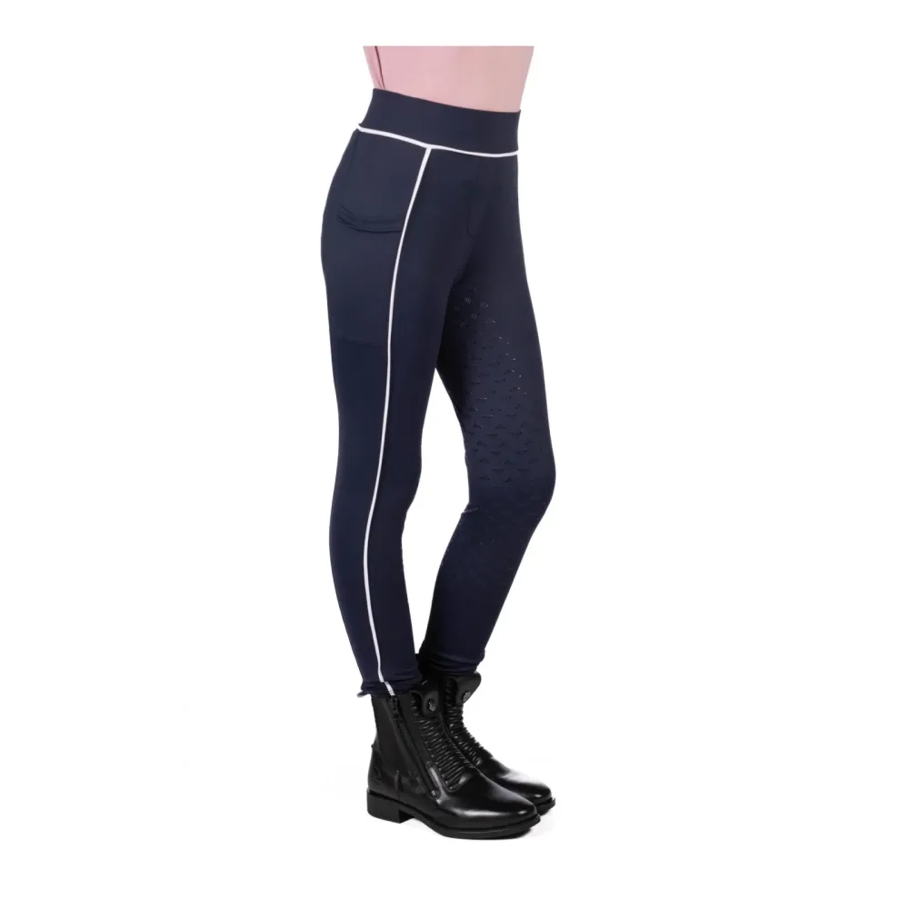 HKM Reitleggings Maui Silikon-Vollbesatz - Dunkelblau -  Grösse Kinder: 122/128