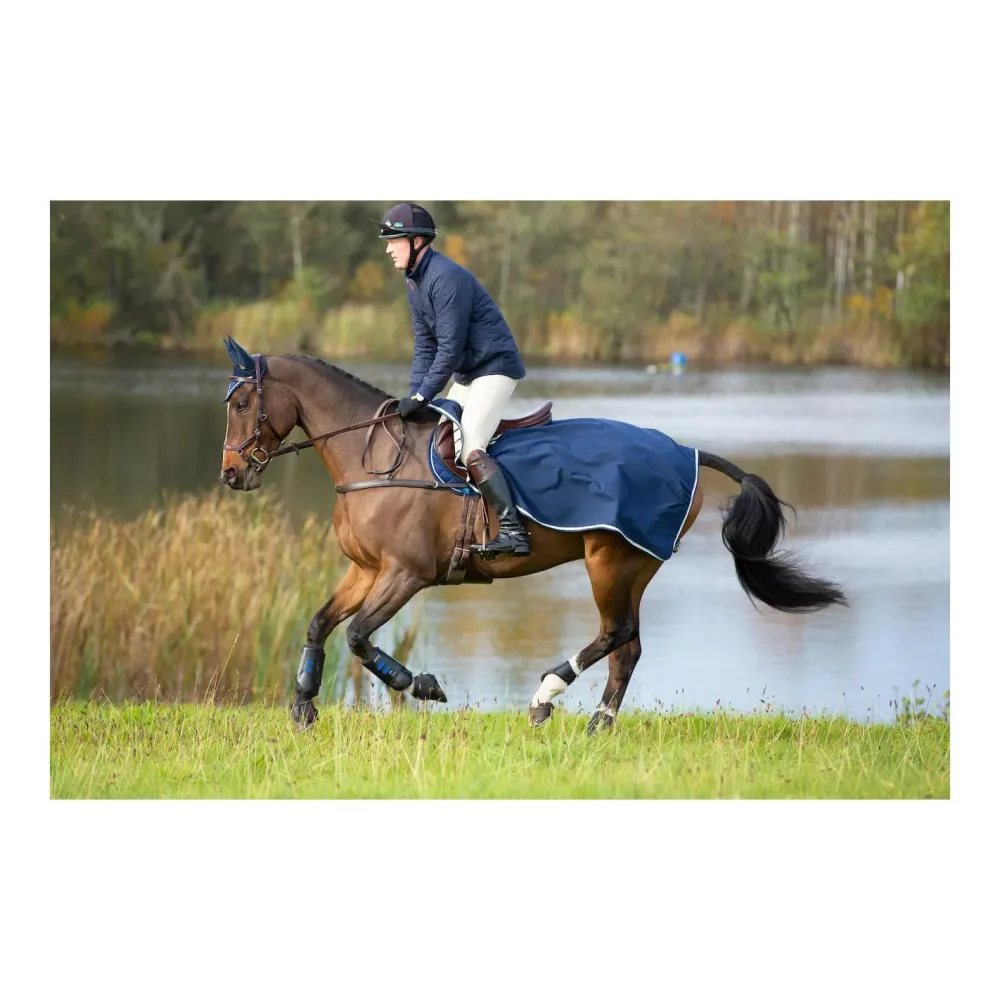 Horseware Rambo Waterproof Fleece Exercise Sheet - Navy/Thunderstorm Grey&Silver -  Grösse Pferd: L