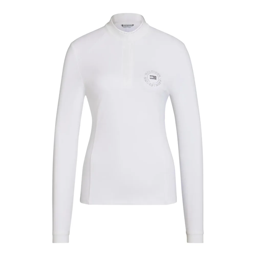 Tommy Hilfiger Equestrian Turniershirt Taylor Langarm Strass Damen - Weiss -  Farbe: Weiss, Grösse: S