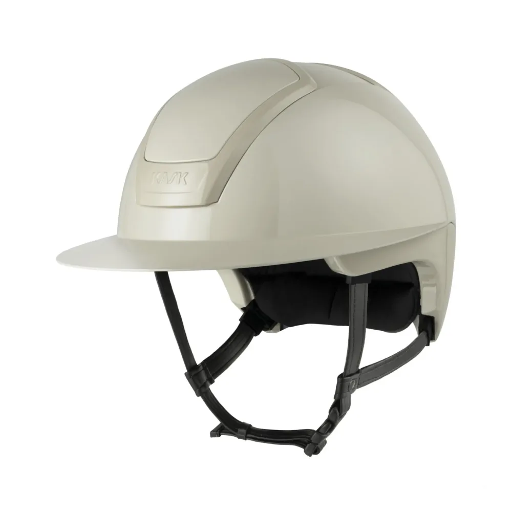 KASK Reithelm Nemesi Shine WP - schwarzer Kinnriemen Silk Beige