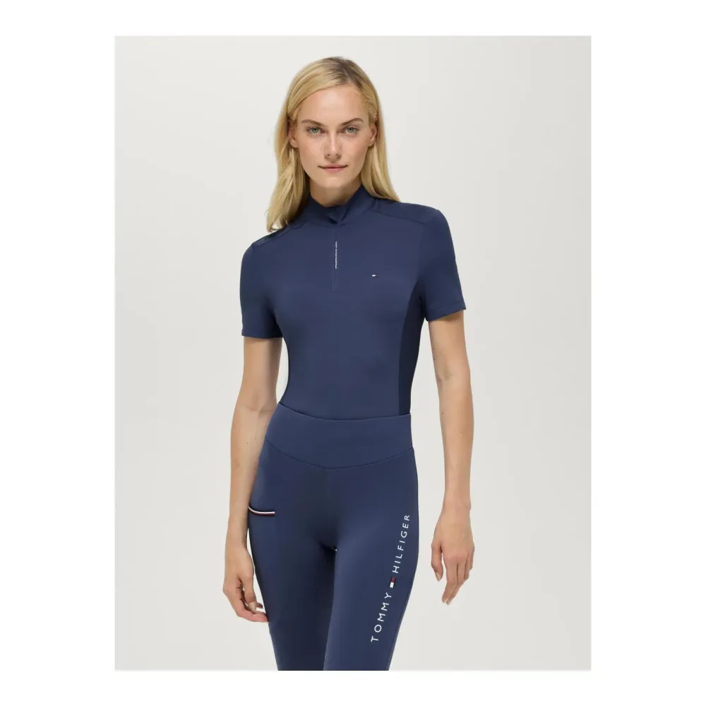Tommy Hilfiger Equestrian Traning Shirt Palma 1/4 Zip Damen Faded Indigo