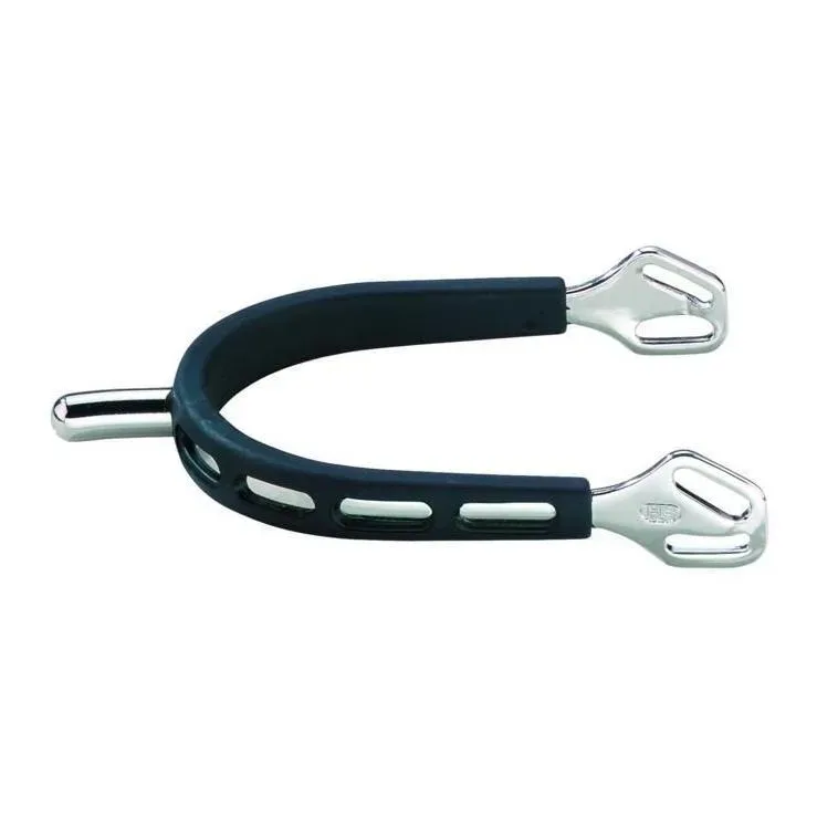 Sprenger ULTRA fit EXTRA GRIP Edelstahlsporen - mit Balkenhol Schlaufe - 25mm Dorn abgerundet - Silber/Schwarz -