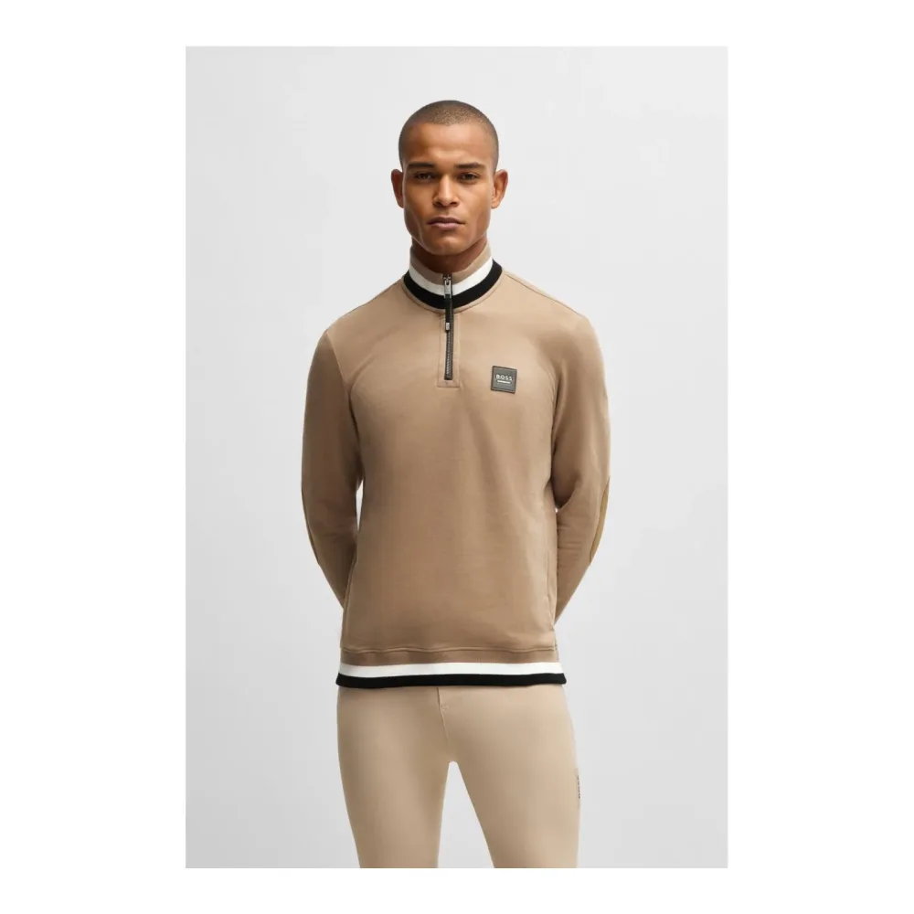 BOSS Equestrian Pullover Troyer Stehkragen - Camel -  Farbe: Camel, Grösse: M
