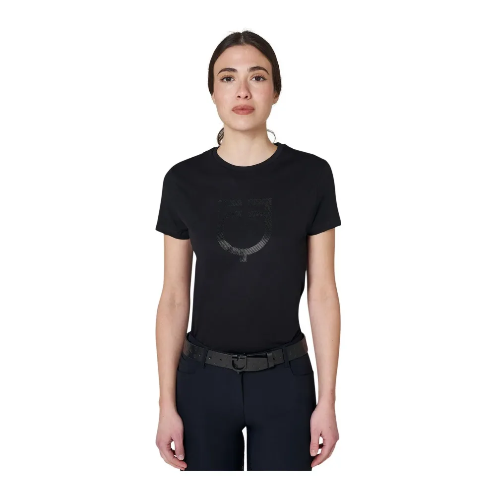 Equestro T-Shirt glossy Logo Damen - Schwarz -  Grösse: XS