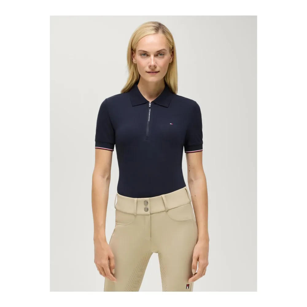 Tommy Hilfiger Equestrian Polo Anaheim Zip Damen - Desert Sky -  Grösse: XL, Farbe: Desert Sky
