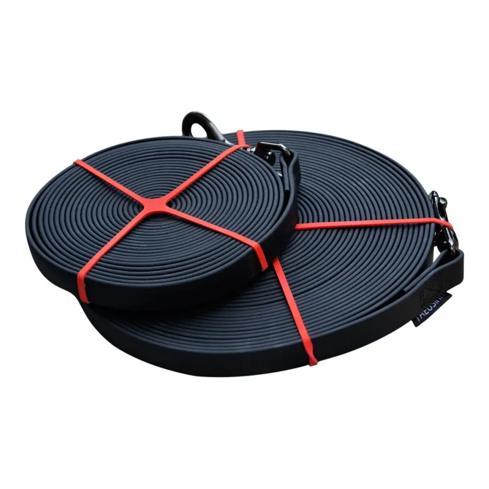 Treusinn. Schleppleine Biothane STAY - Schwarz -  Farbe: Schwarz, Groessen: 9 mm / 10 m
