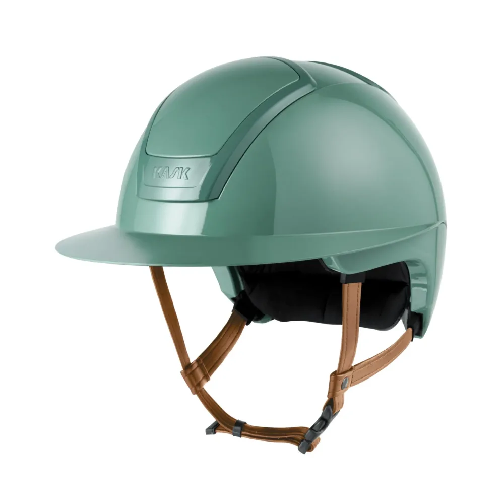 KASK Reithelm Nemesi Shine WP - brauner Kinnriemen Mint Green