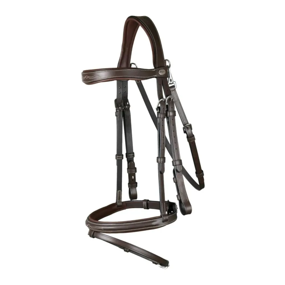 Dy'on Zaum mit kombiniertem Reithalfter und Karabiner - Braun -  Farbe: Braun, Grösse: Pony
