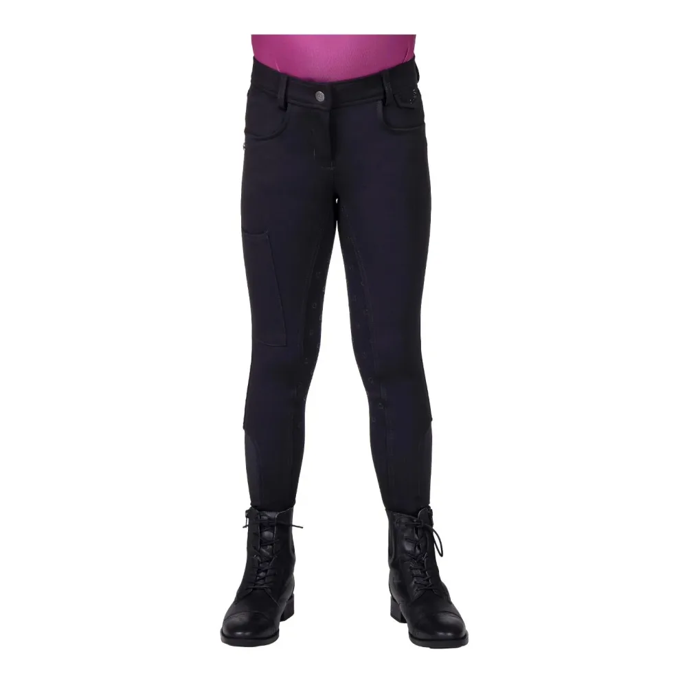 QHP Reithose Djune Junior Vollbesatz - Schwarz -  Farbe: Schwarz, Grösse Bekleidung Kinder: 140