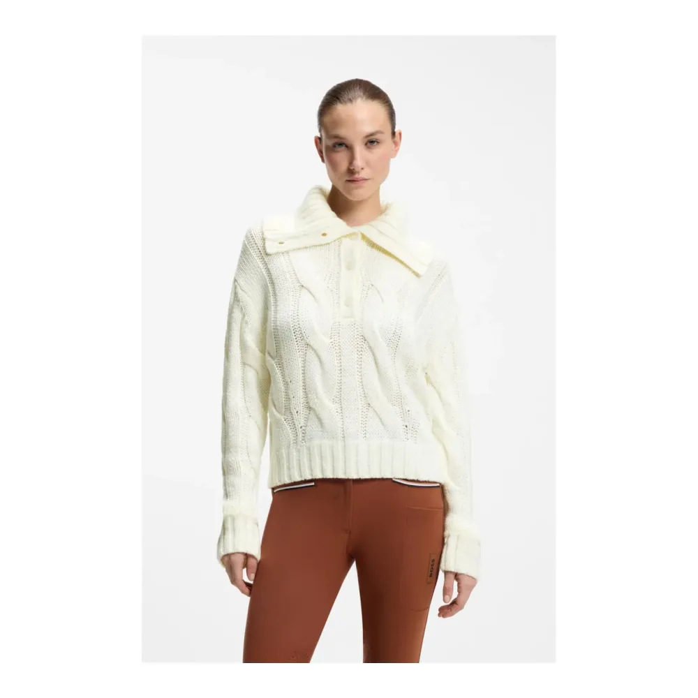 BOSS Equestrian Eve Zopfstrick-Pullover Damen Soft Cream