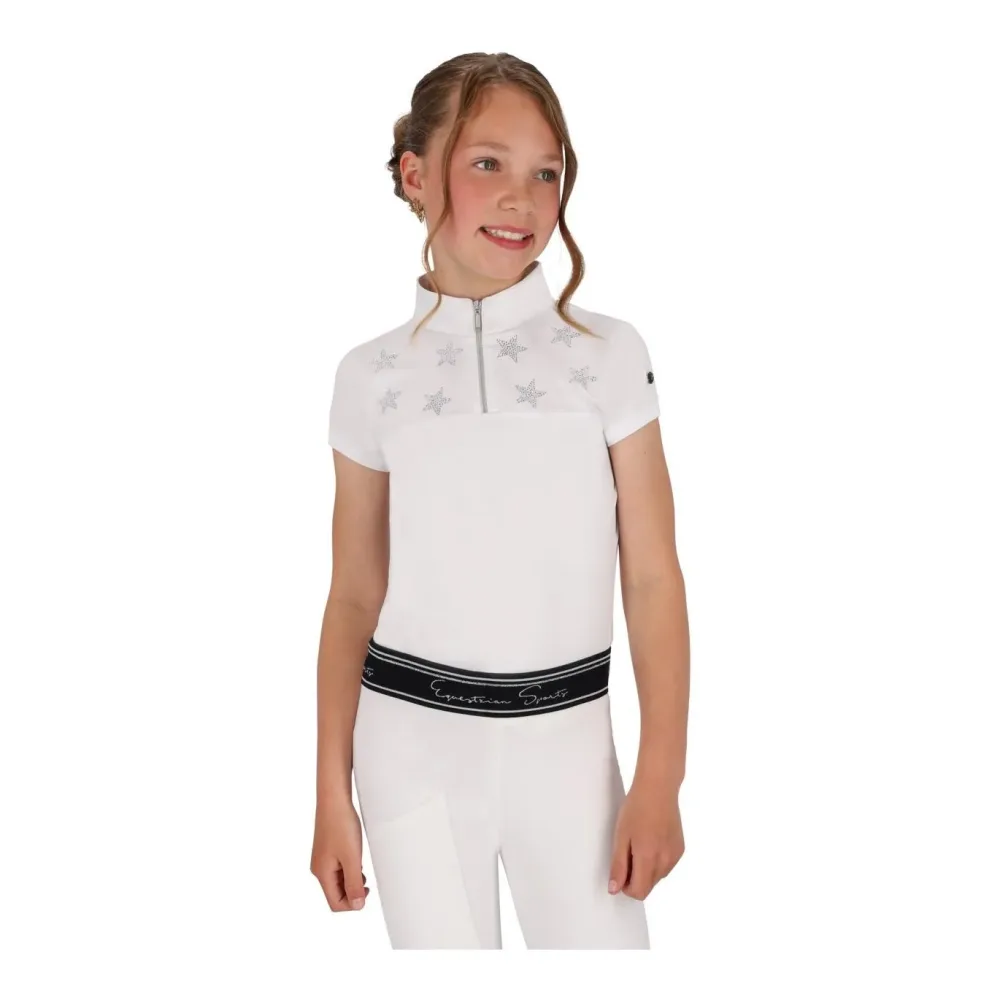 QHP Turniershirt Jipp Junior - Weiss -  Grösse Bekleidung Kinder: 116