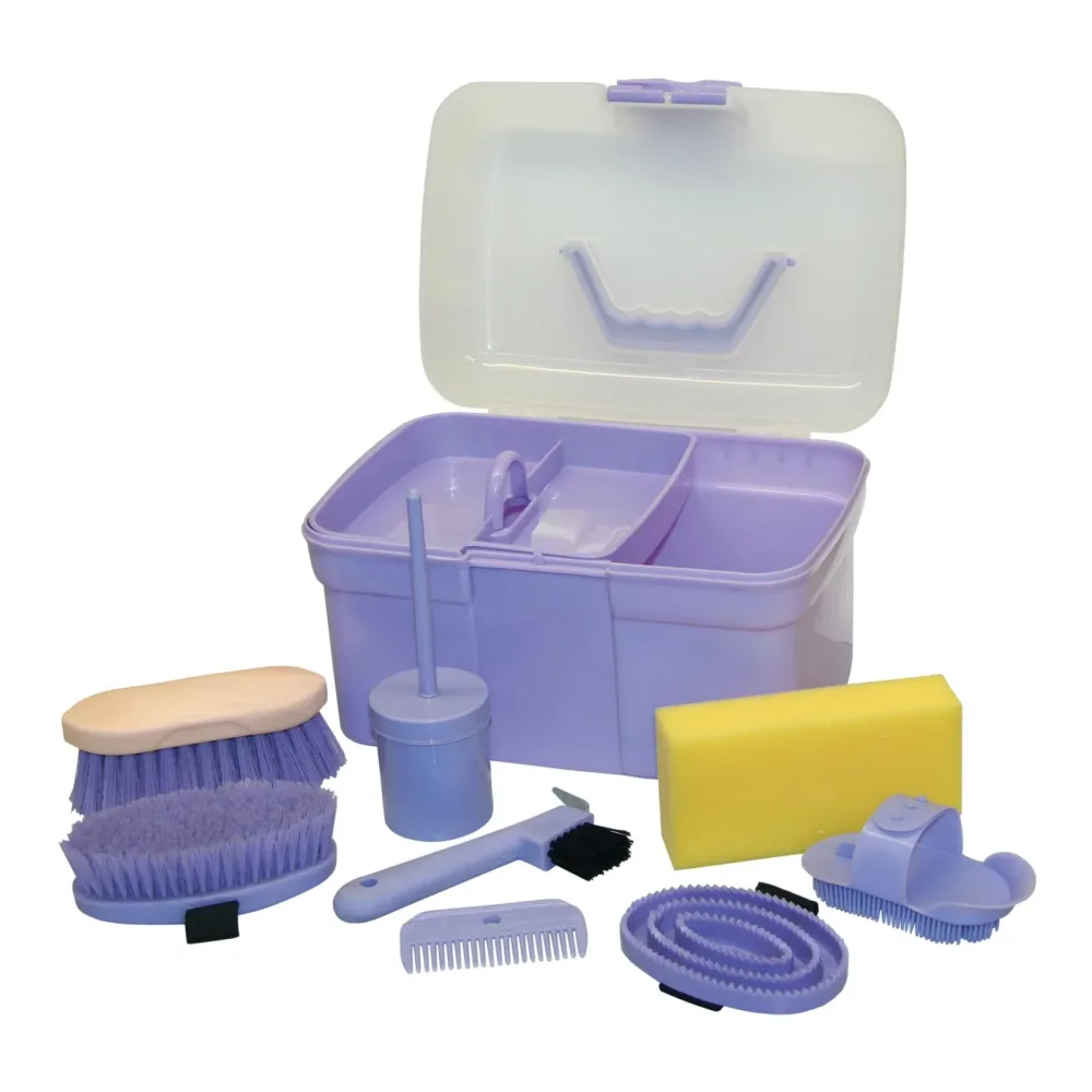 Kerbl Putzbox für Kinder befüllt 02 - Lila -