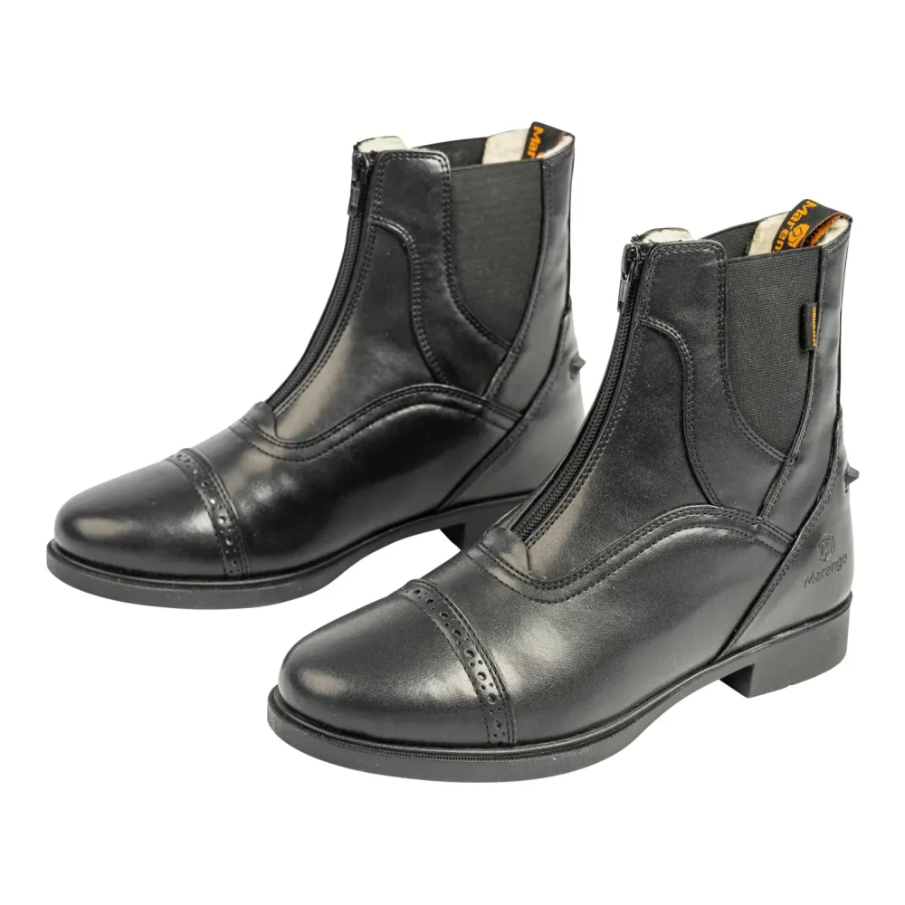 Marengo Reitstiefelette Frontzip Winter Kunstleder - Schwarz -  Grösse: 43, Farbe: Schwarz