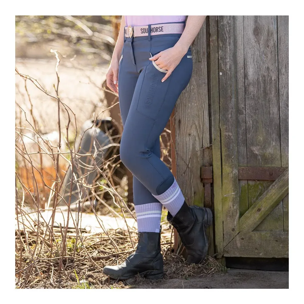 Soulhorse Reithose Ruffles & Glitzer Vollbesatz Damen Denim Blue
