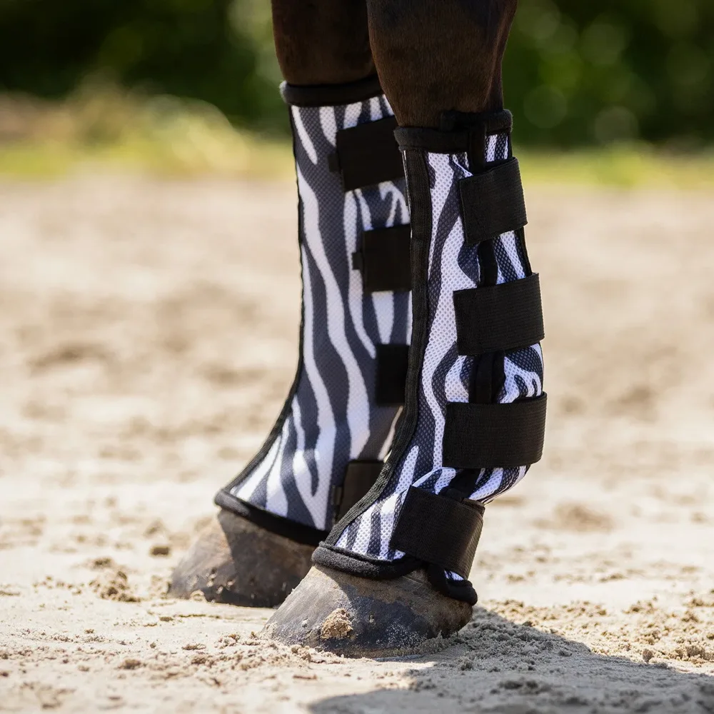 QHP Fliegenschutz-Gamaschen (2er-Pack) - Zebra -  Farbe: Zebra, Grösse: Cob
