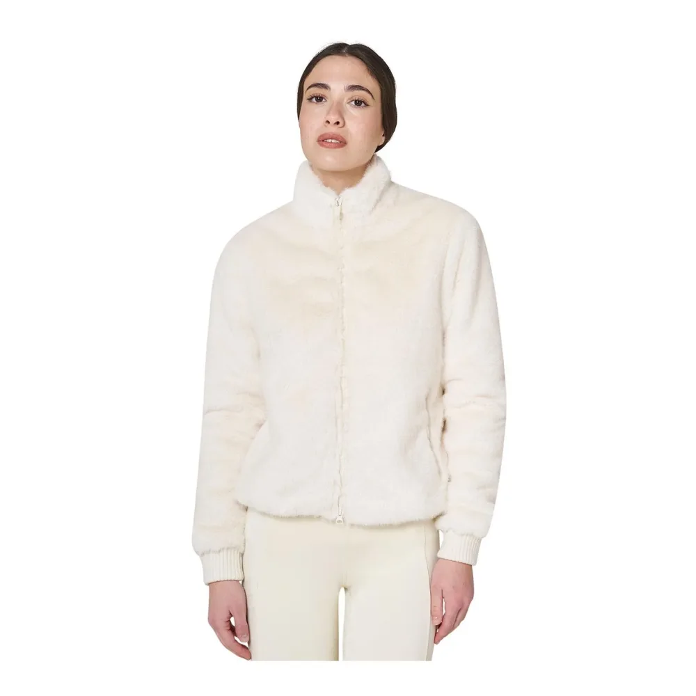 Equestro Kuschelfleece Jacke Damen Antique White