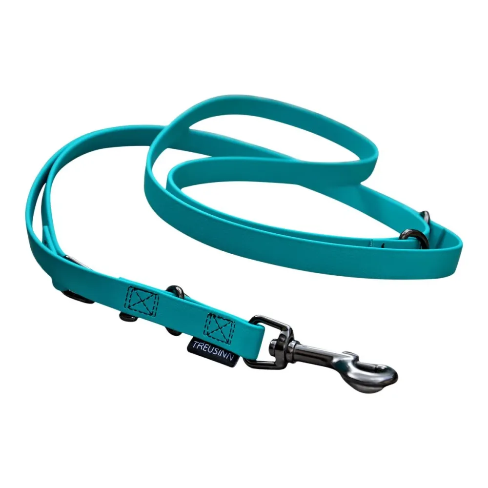 Treusinn. Hundeleine Biothane STAY verstellbar, 2m - Petrol -  Groessen: 16 mm / 2 m, Farbe: Petrol