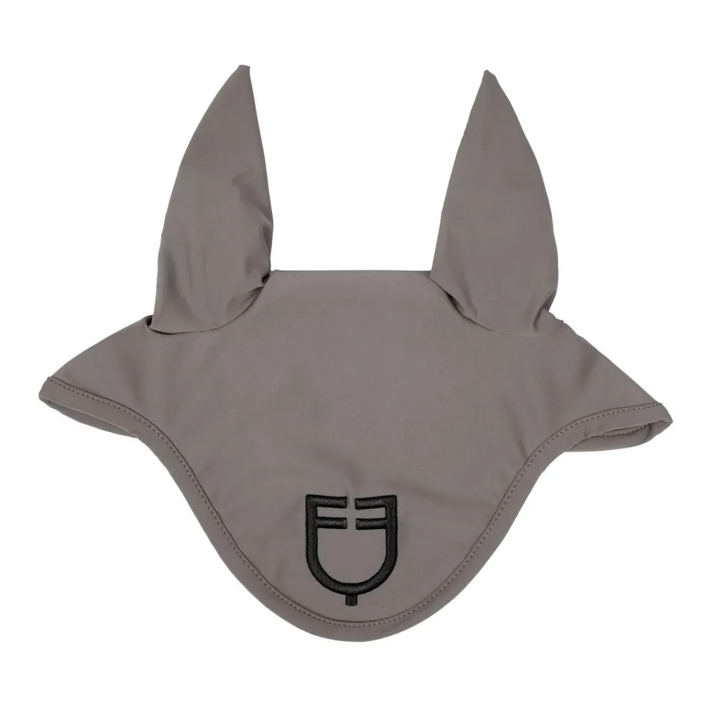 Equestro Ohrenkappe Logo - Grau/Schwarz -  Grösse Ohrengarn: Full, Farbe: Grau/Schwarz