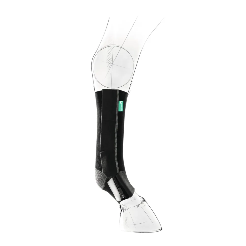 EquiCrown Kompressionsbandage active - vorne, Reissverschluss - grau - Schwarz/Grau -  Equicrown Kompressionsbandagen: rechts, kurz, 1