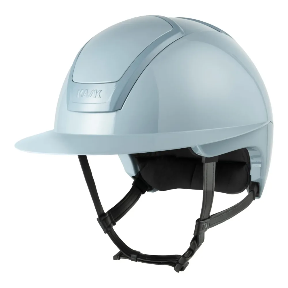 KASK Reithelm Nemesi Shine WP - schwarzer Kinnriemen Soft Blue