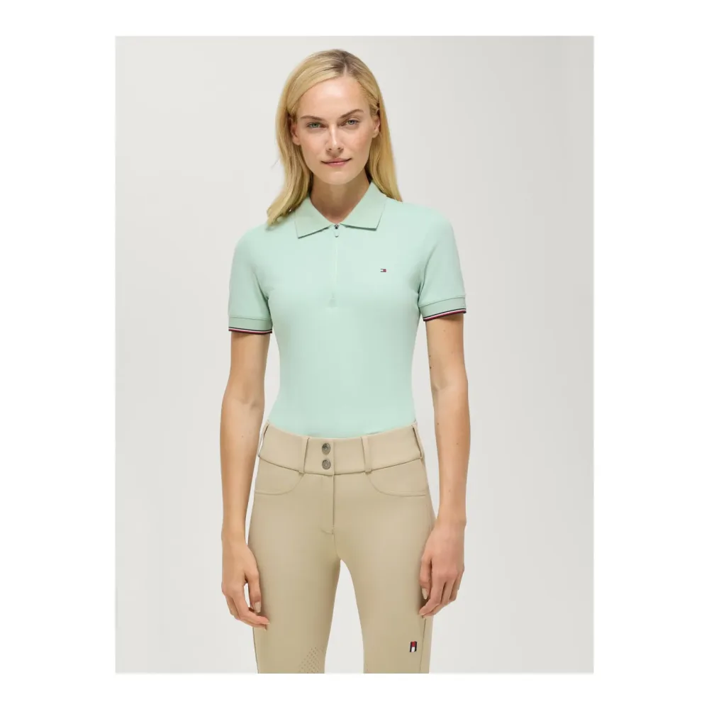 Tommy Hilfiger Equestrian Polo Anaheim Zip Damen - Belair Mint -  Farbe: Belair Mint, Grösse: XS