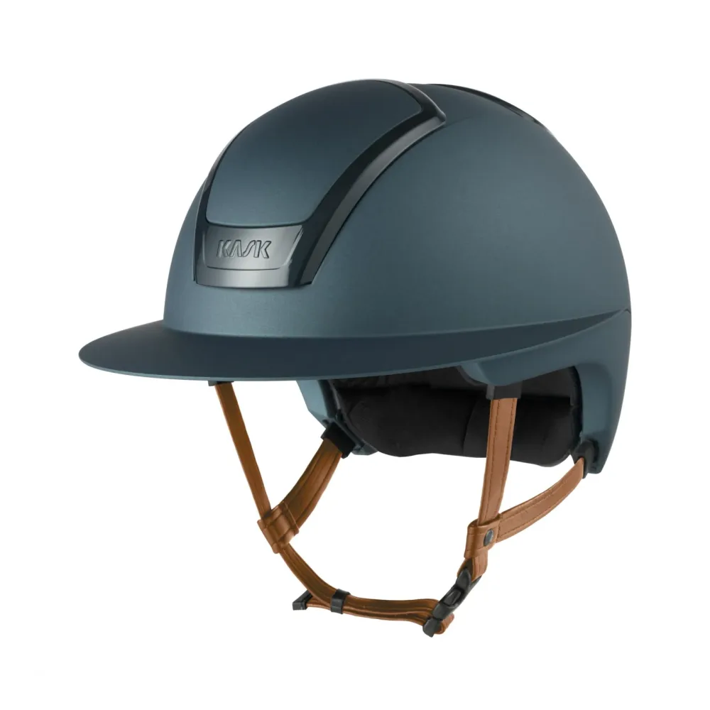 KASK Reithelm Nemesi Metal WP - brauner Kinnriemen Teal Green