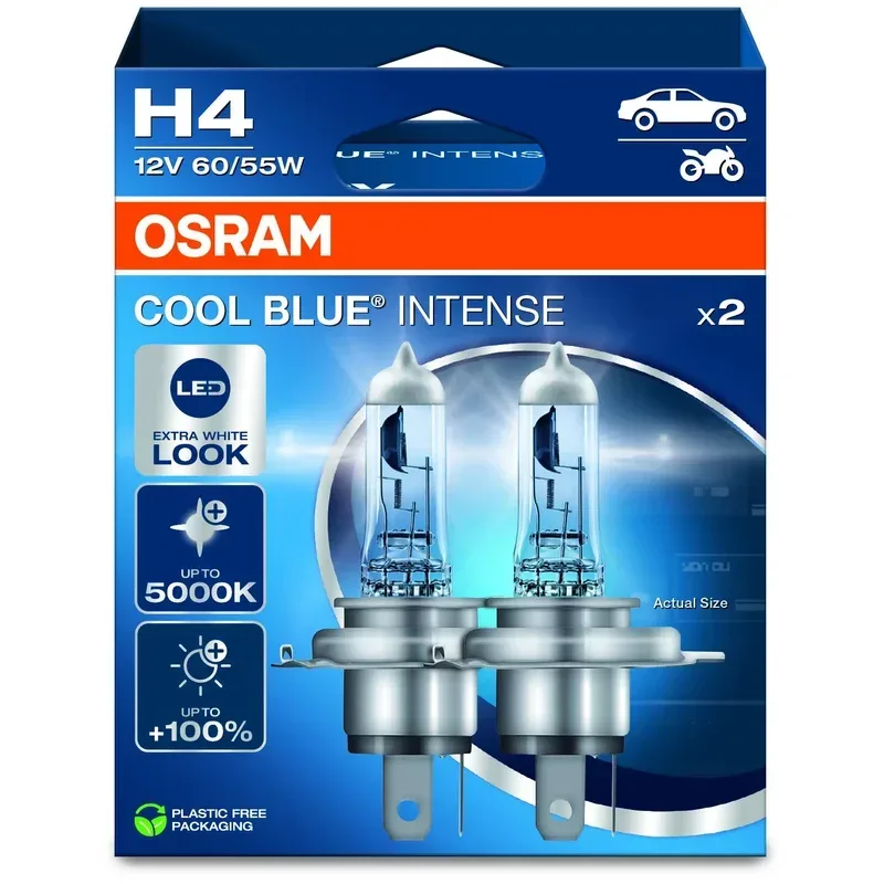 Osram Automotive 4062172387415 Halogen Leuchtmittel COOL BLUE® INTENSE H4 55 W 12 V