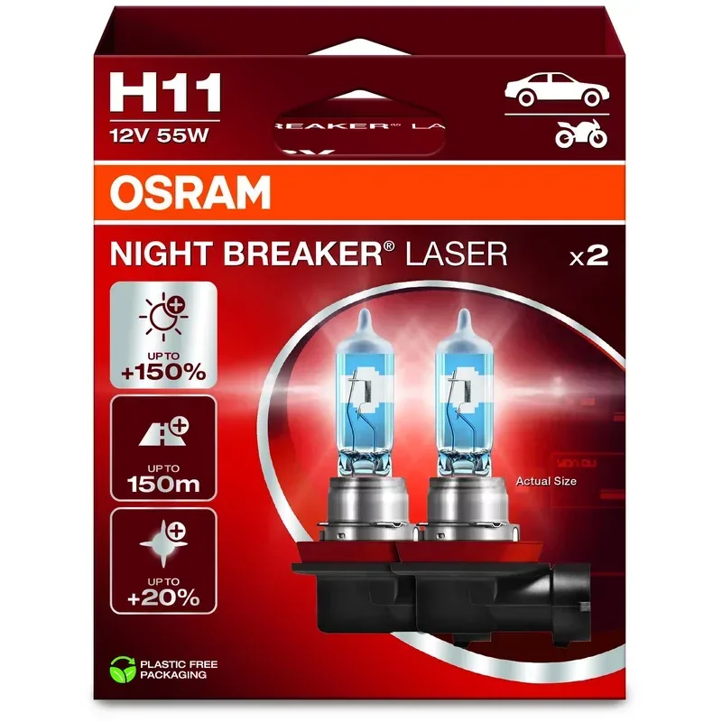 Osram Automotive 64211NL-2HB Halogen Leuchtmittel Night Breaker® Laser Next Generation H11 55 W 12 V