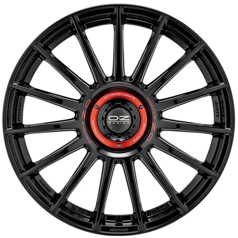 OZ SUPERTURISMO EVOLUZIONE 8.0x18 5x114.3 ET45 GLOSS BLACK + RED LETTERING Felgen