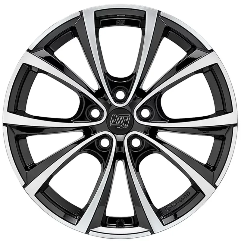 MSW 27T 9.5x20 5x114.3 ET45 GLOSS BLACK FULL POLISHED Felgen