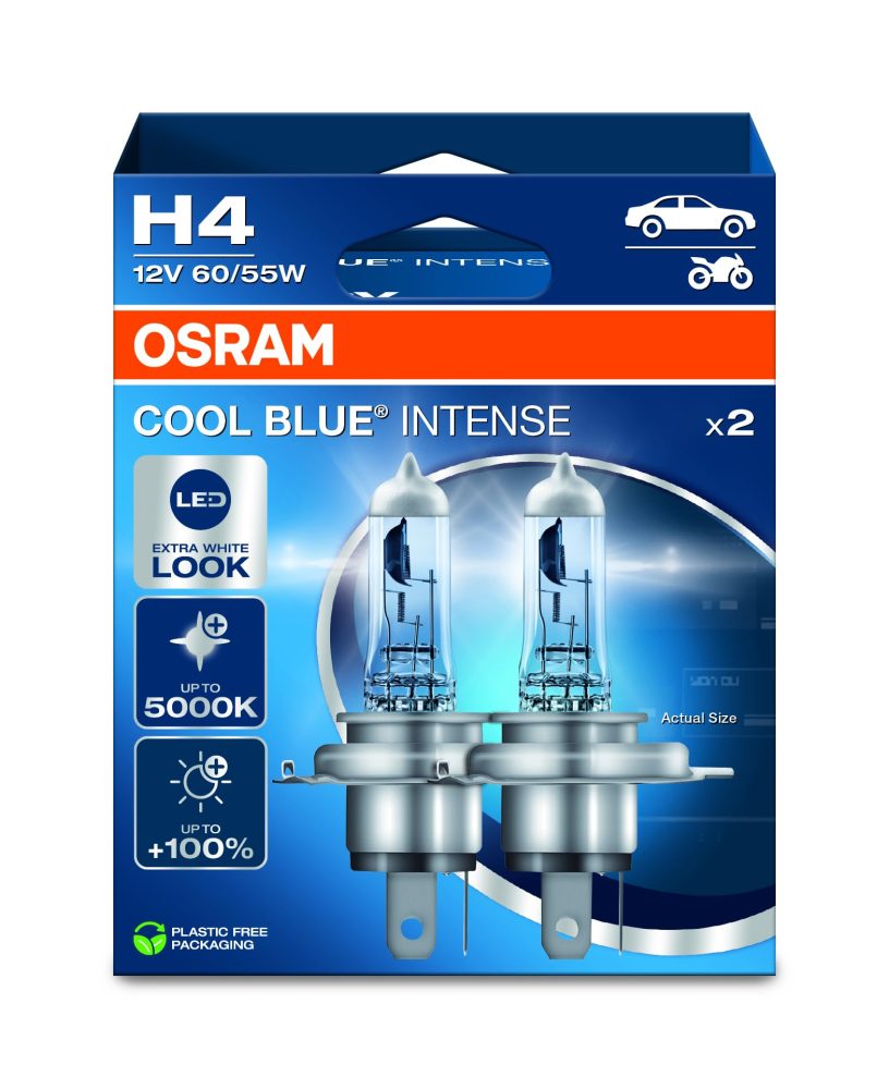 Osram Automotive 4062172387415 Halogen Leuchtmittel COOL BLUE® INTENSE H4 55 W 12 V