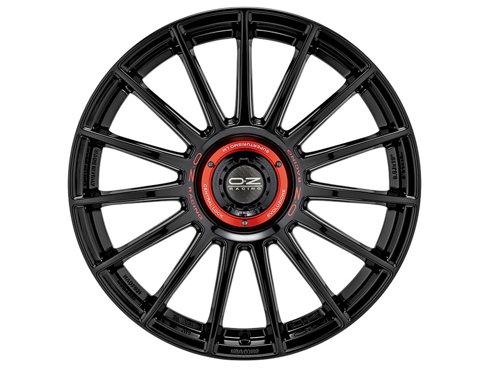 OZ SUPERTURISMO EVOLUZIONE 8.5x19 5x112 ET44 GLOSS BLACK + RED LETTERING Felgen