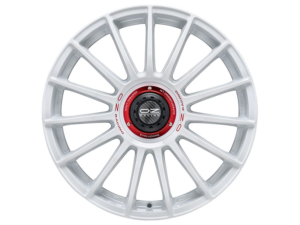 OZ SUPERTURISMO EVOLUZIONE WRC 8.0x18 5x112 ET48 RACE WHITE + RED LETTERING Felgen