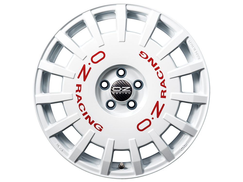 OZ RALLY RACING 8.0x18 5x100 ET35 WHITE RED LETTERING Felgen