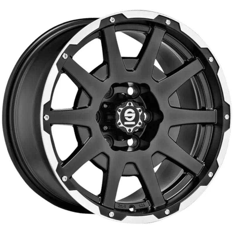 Sparco DAKAR 7.5x17 5x114.3 ET38 MATT BLACK LIP POLISHED+RIVETS Felgen