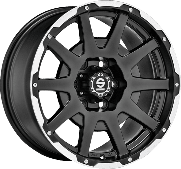 Sparco DAKAR 8.5x18 5x127 ET29 MATT BLACK LIP POLISHED+RIVETS Felgen
