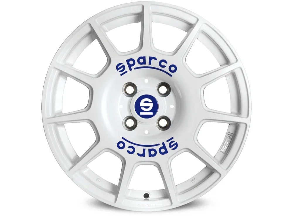 Sparco TERRA 7.5x17 5x100 ET35 WHITE BLUE LETTERING Felgen